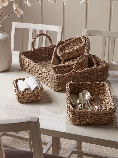 Five Piece Seagrass Tray Set