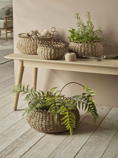 Four Decorative Seagrass Planters
