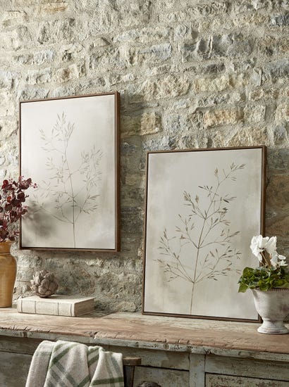 Two Framed Grass Seed Canvases
