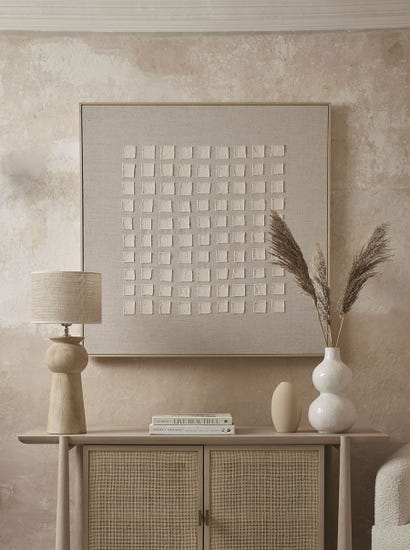 Textured Squares Framed Linen Wall Art