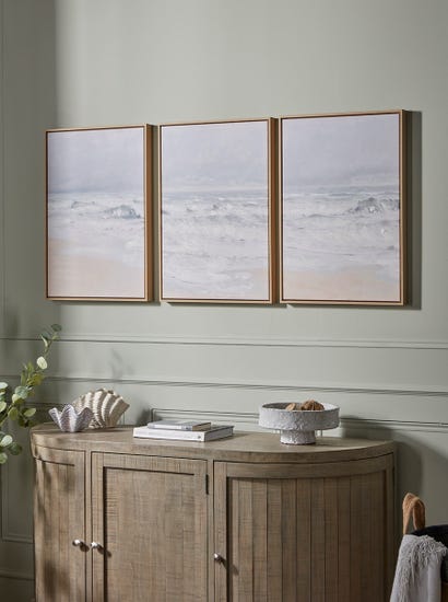 Three Framed Coastal Canvases