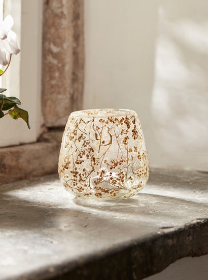Dried Grass Glass Tealight Holder