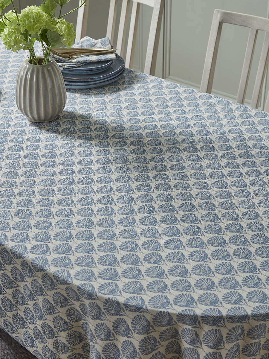 Product photograph of Cotton Tablecloth - Swedish Blue Print from Cox and Cox.