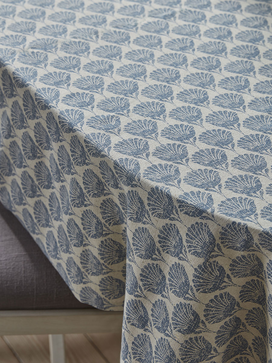 Product photograph of Cotton Tablecloth - Swedish Blue Print from Cox and Cox.