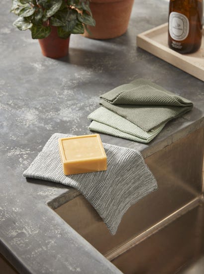 Three Cotton Dishcloths - Olive