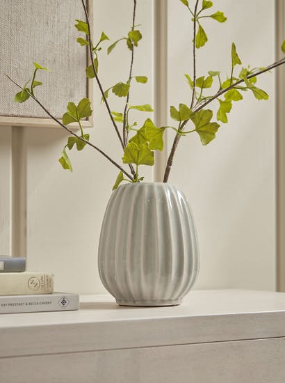Fluted Vase - Soft Grey
