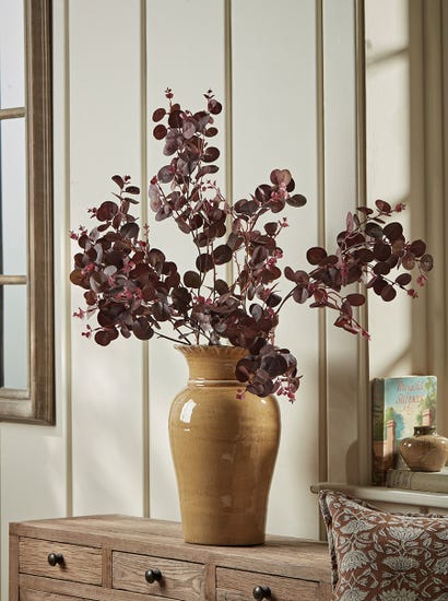 Three Large Faux Eucalyptus Sprays - Burgundy