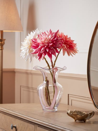 Three Sumptuous Faux Dahlia Stems - Bright Mix
