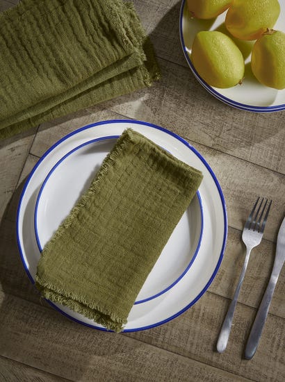 Four Waffle Napkins - Olive