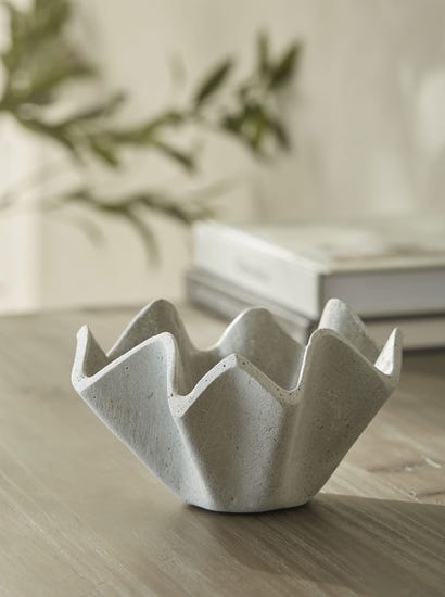 Cement Effect Fluted Bowl