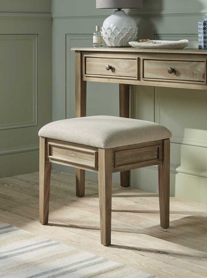 Camille Dressing Table Storage Stool - Limewashed
