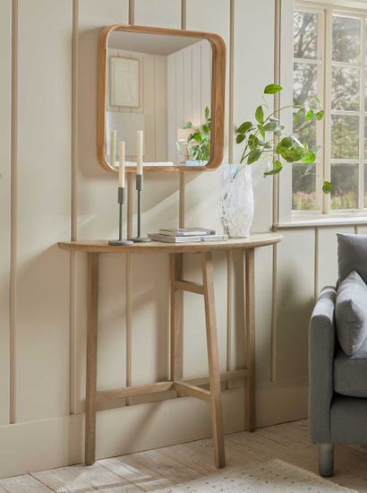 Oak Crescent Console Table