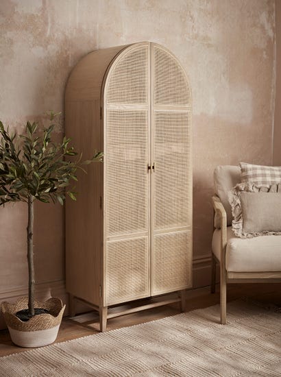 Arched Wicker Display Cabinet