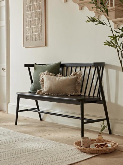 Spindle Back Bench - Black