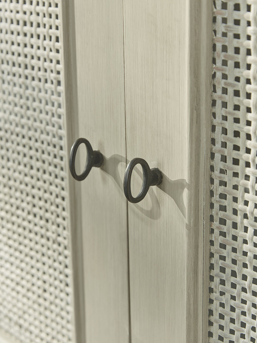 Product photograph of White Rattan Display Cabinet from Cox and Cox.