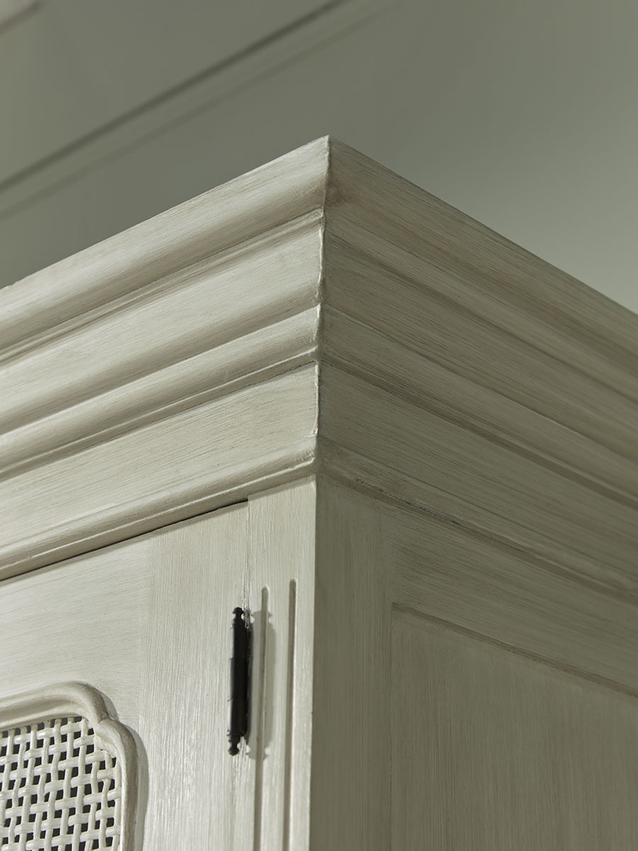Product photograph of White Rattan Display Cabinet from Cox and Cox.