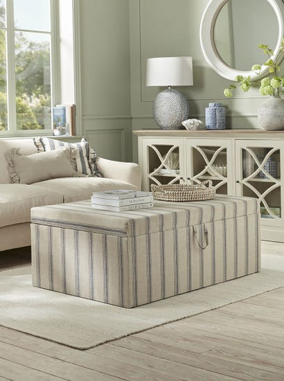 Oversized French Stripe Storage Ottoman
