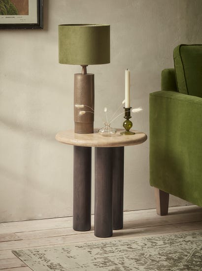 Travertine Side Table