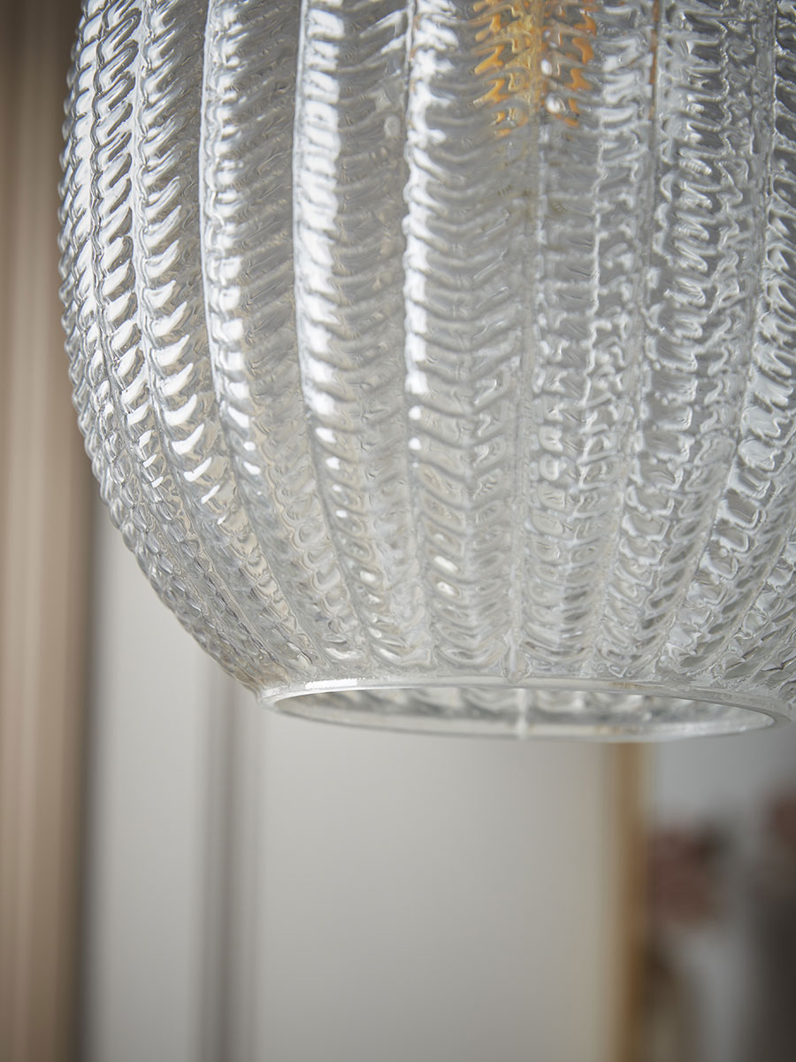 Product photograph of Herringbone Glass Pendant - Droplet from Cox and Cox.