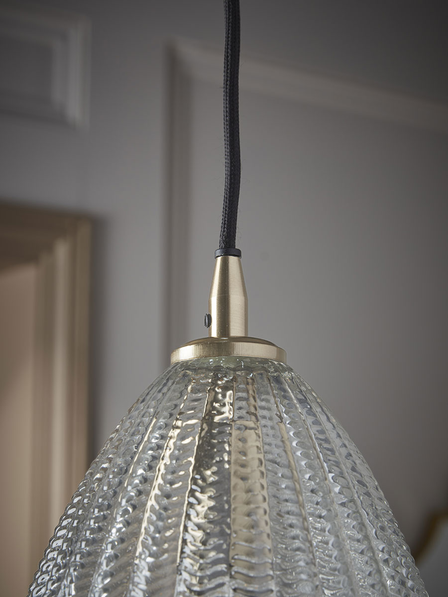 Product photograph of Herringbone Glass Pendant - Droplet from Cox and Cox.