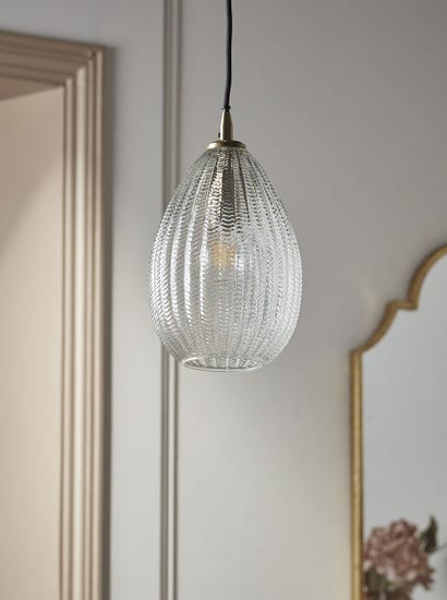 Herringbone Glass Pendant - Droplet