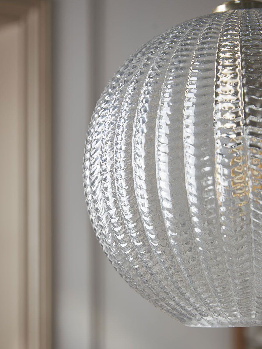 Product photograph of Herringbone Glass Pendant - Round from Cox and Cox.