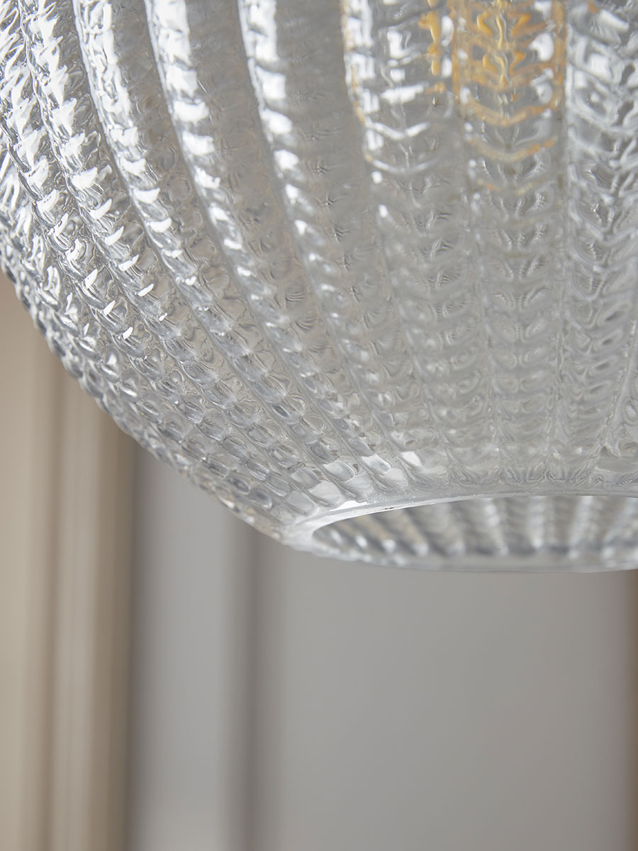 Product photograph of Herringbone Glass Pendant - Round from Cox and Cox.