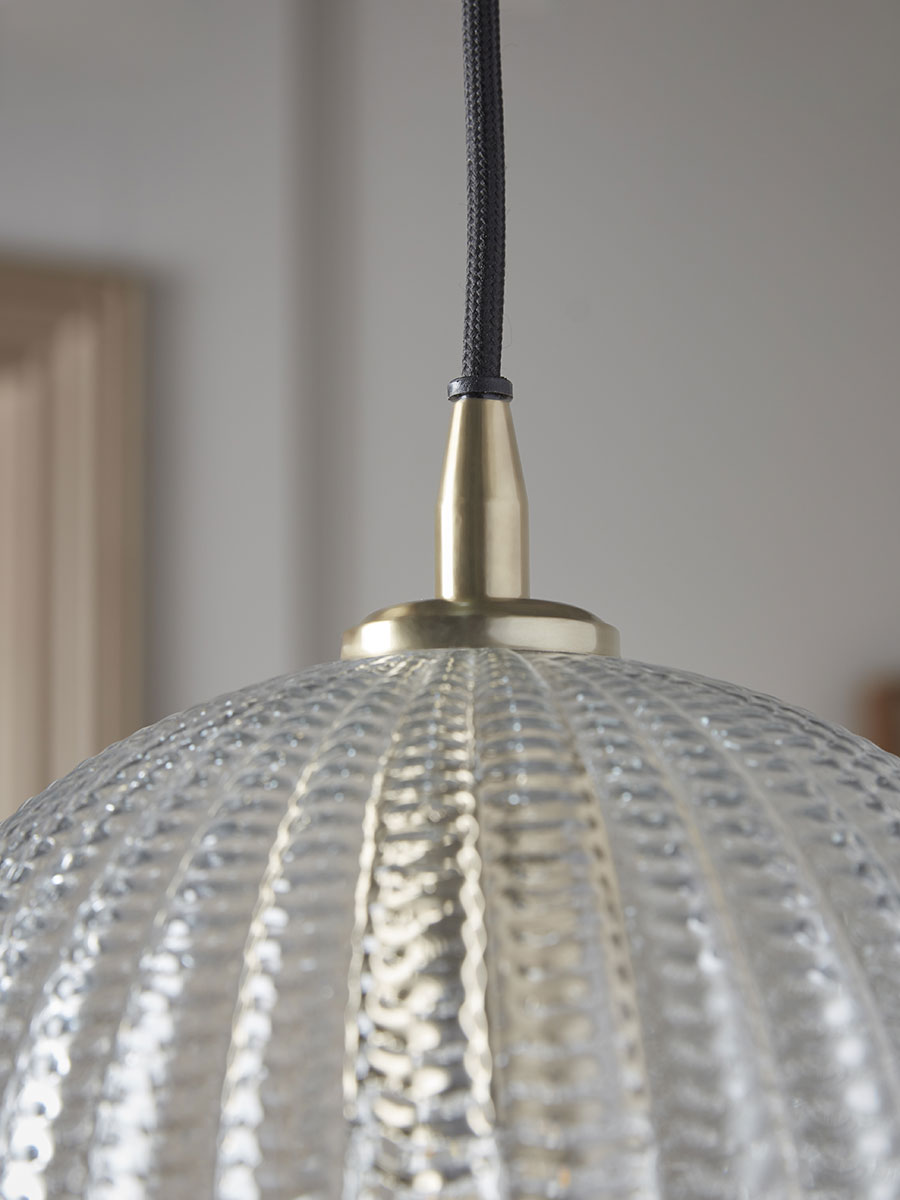 Product photograph of Herringbone Glass Pendant - Round from Cox and Cox.