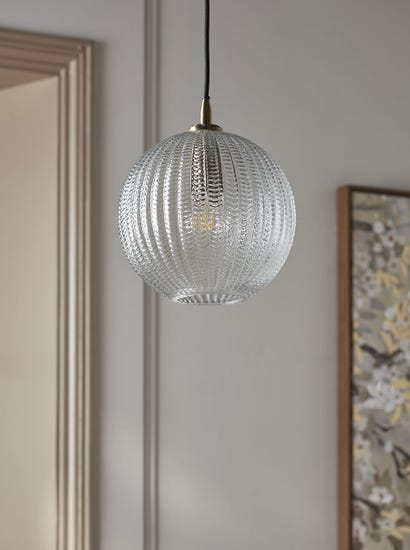 Herringbone Glass Pendant - Round