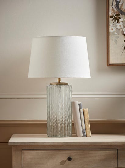 Herringbone Glass Column Table Lamp