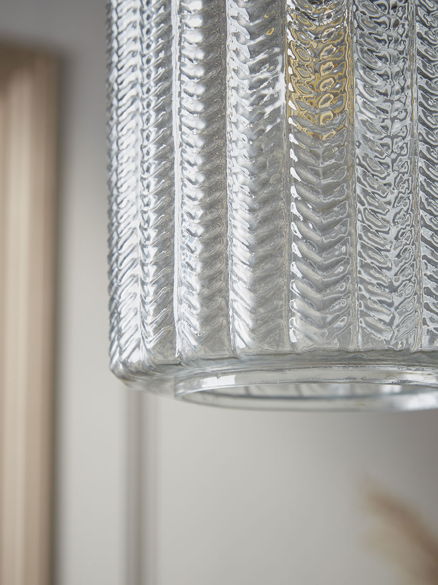 Product photograph of Herringbone Glass Pendant - Column from Cox and Cox.