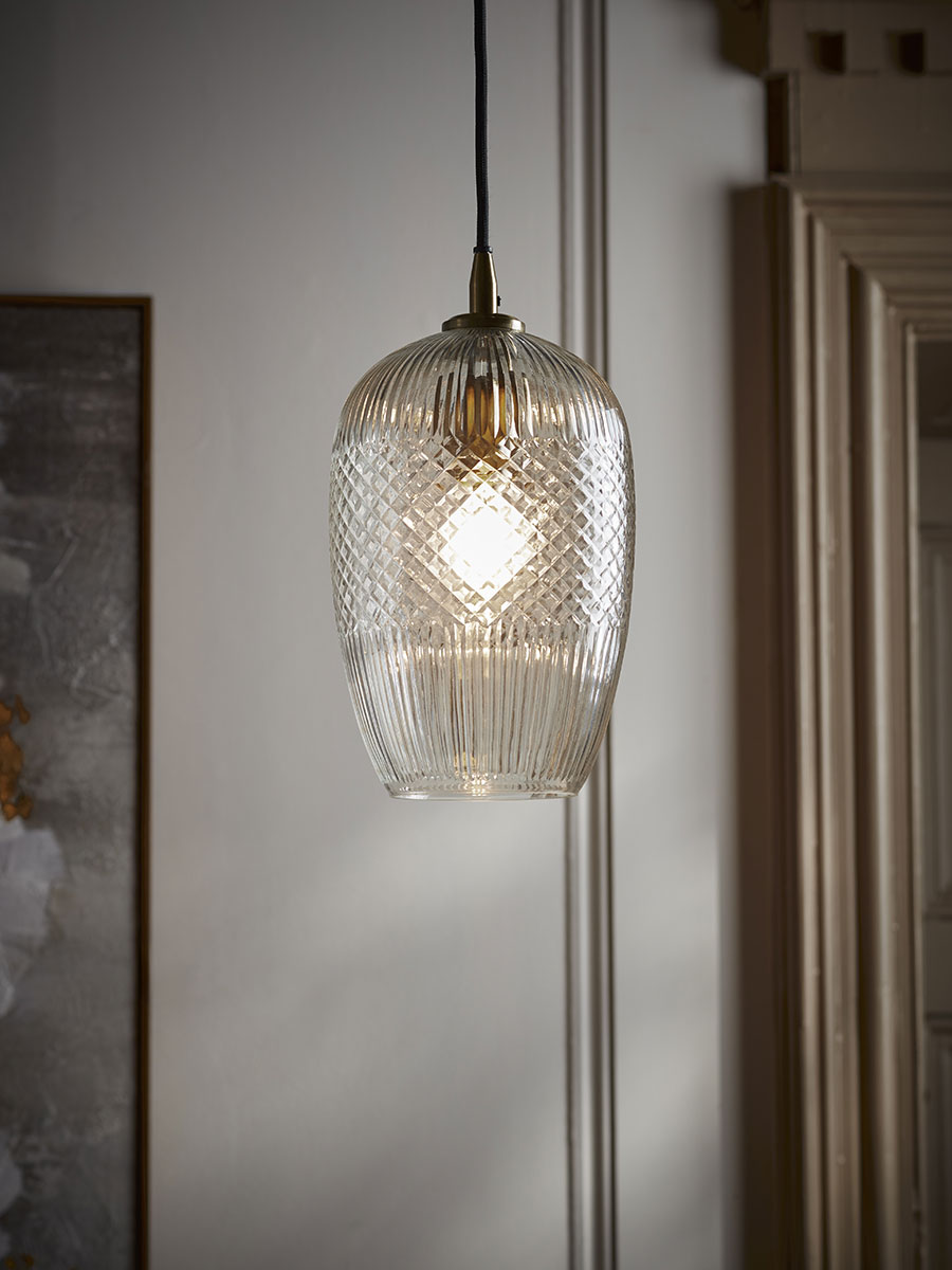 Product photograph of Diamond Glass Pendant - Droplet from Cox and Cox.