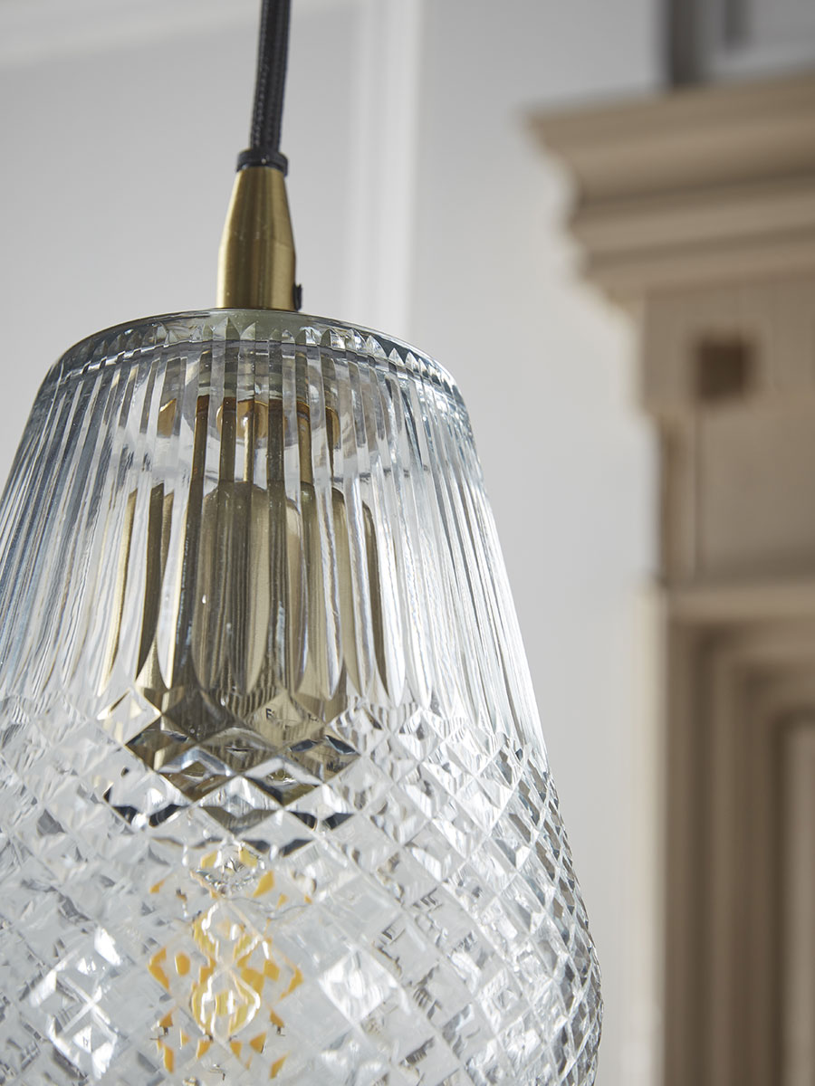 Product photograph of Diamond Glass Pendant - Tapered from Cox and Cox.