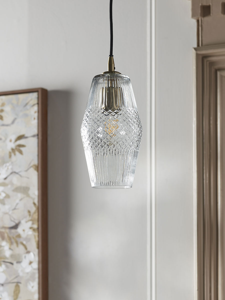 Product photograph of Diamond Glass Pendant - Tapered from Cox and Cox