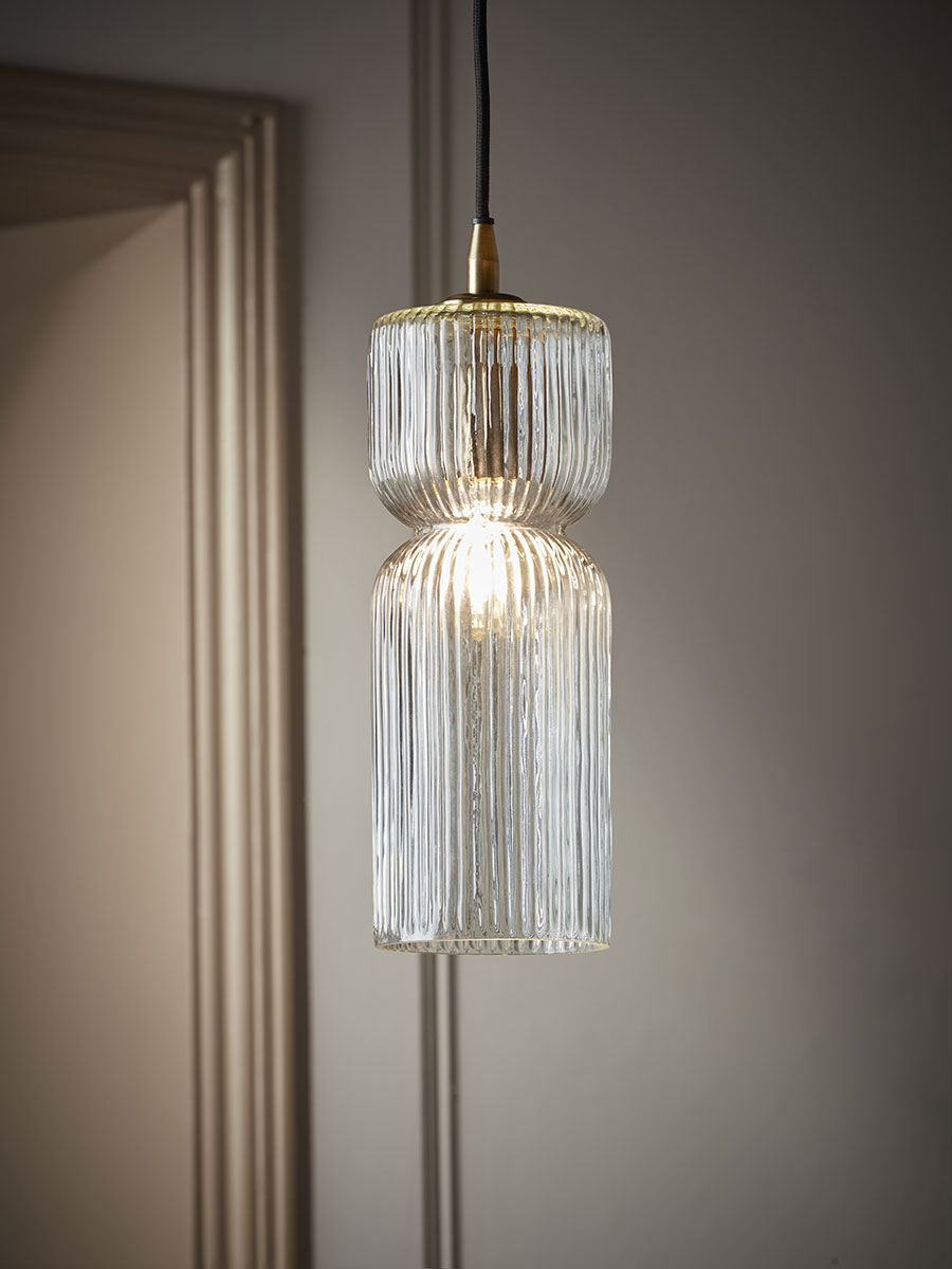 Product photograph of Ariane Glass Pendant - Clear from Cox and Cox.