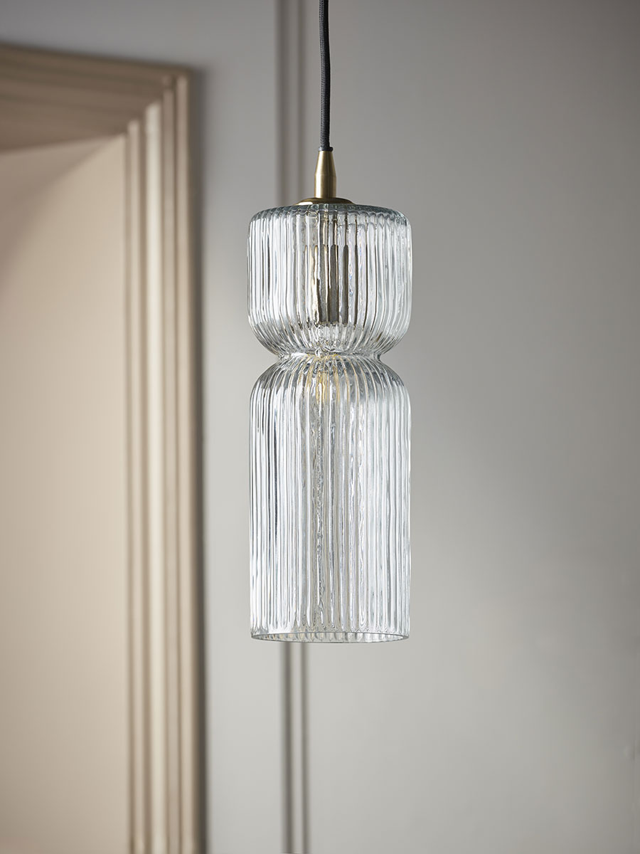 Product photograph of Ariane Glass Pendant - Clear from Cox and Cox