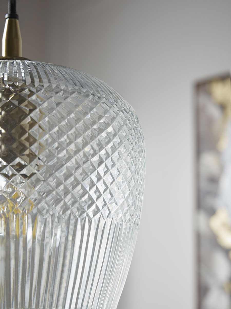 Product photograph of Diamond Glass Pendant - Squoval from Cox and Cox.