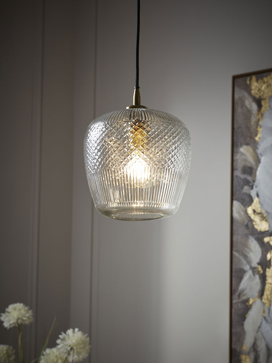 Product photograph of Diamond Glass Pendant - Squoval from Cox and Cox.