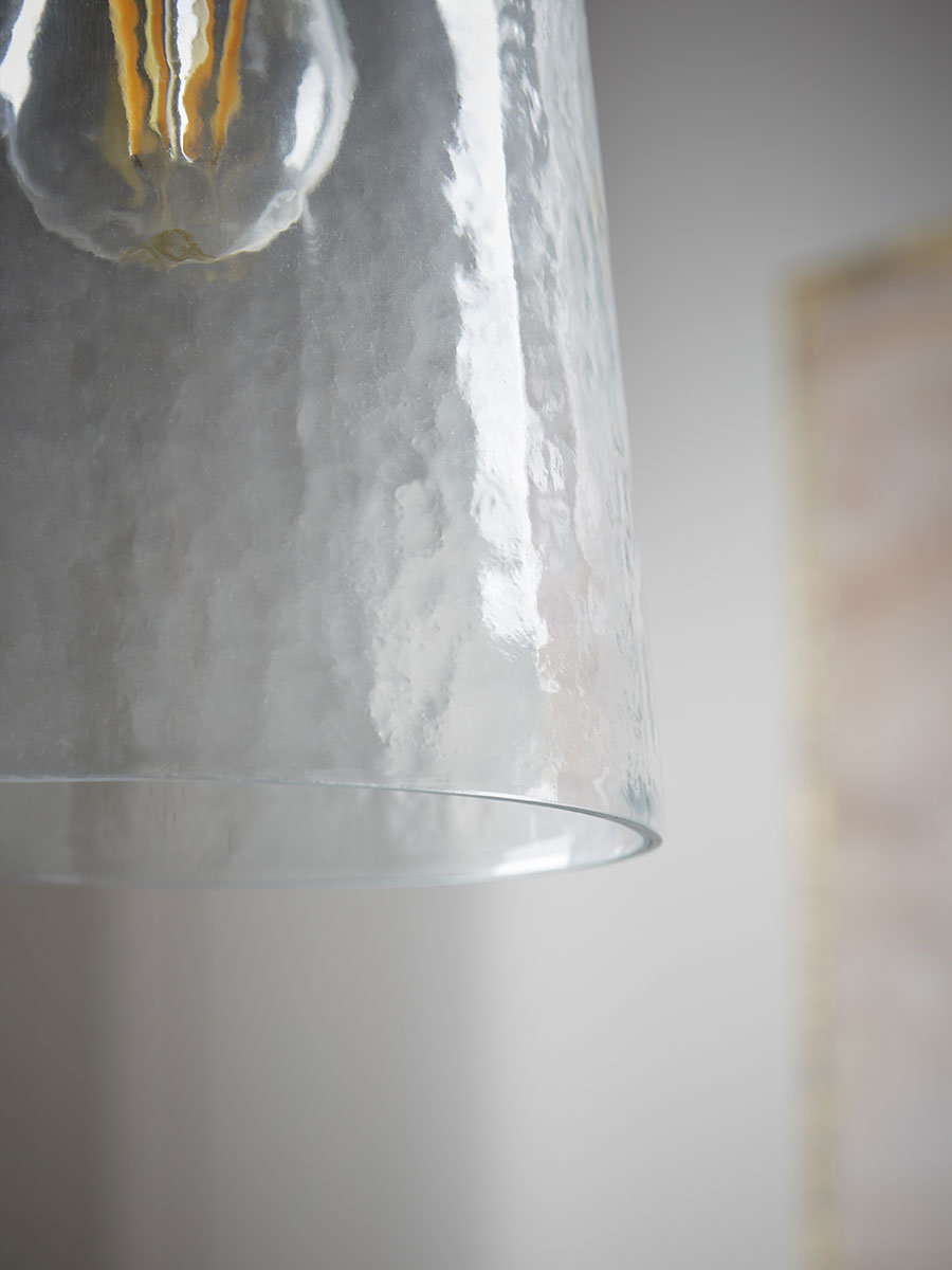 Product photograph of Hammered Glass Cone Pendant from Cox and Cox.