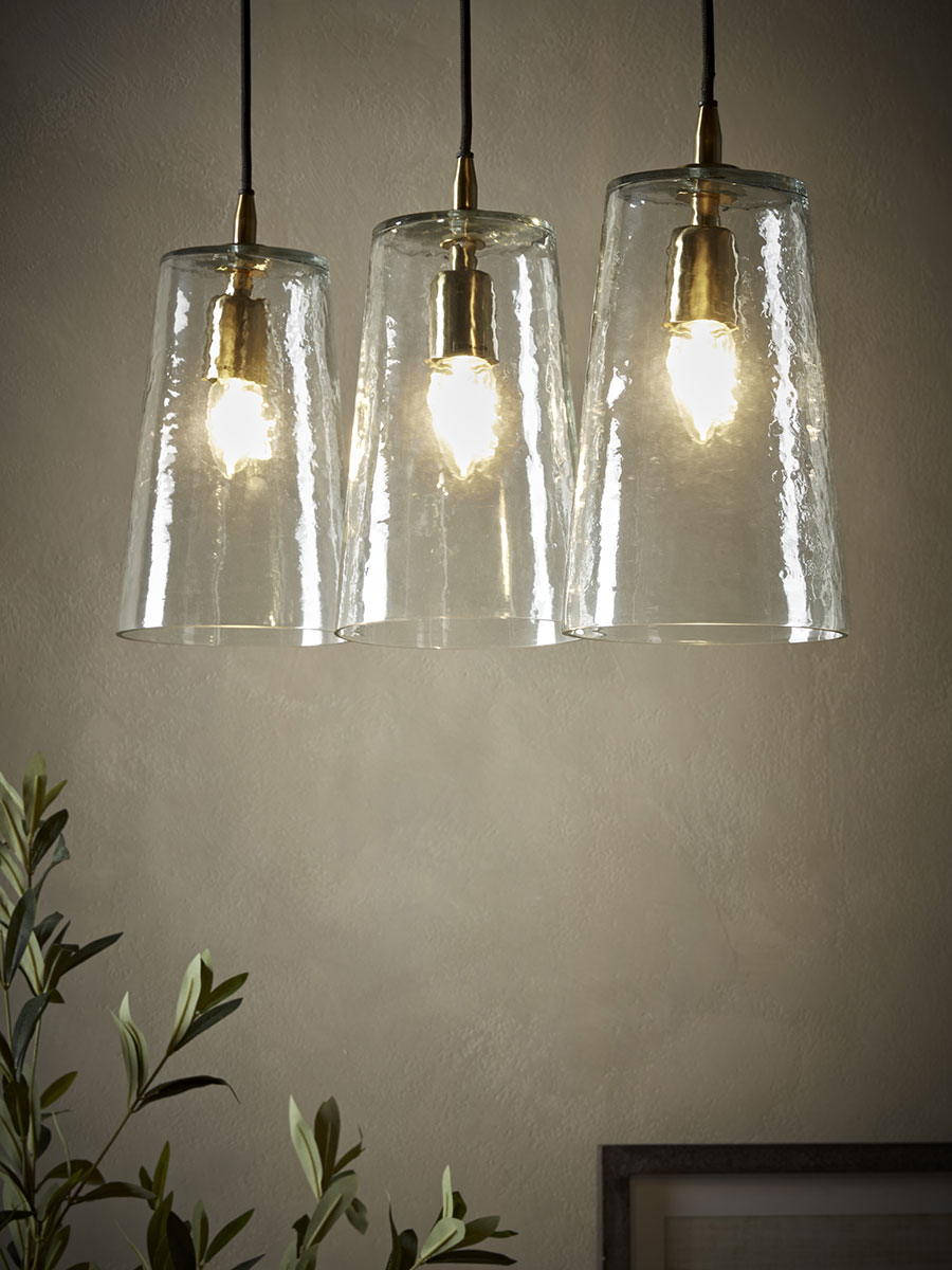 Product photograph of Three Tapered Glass Pendants from Cox and Cox.