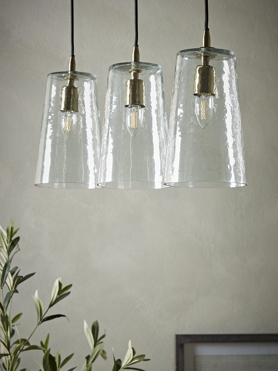 Product photograph of Three Tapered Glass Pendants from Cox and Cox