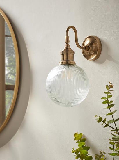 Round Ribbed Glass Wall Light