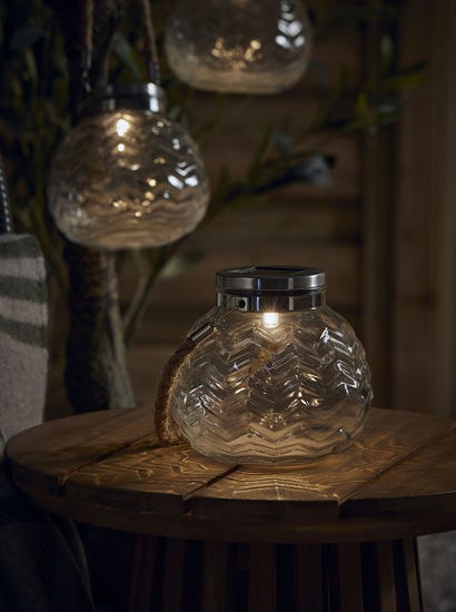 Three Etched Glass Solar Hanging Décor