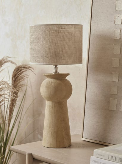 Carved Mango Wood Table Lamp