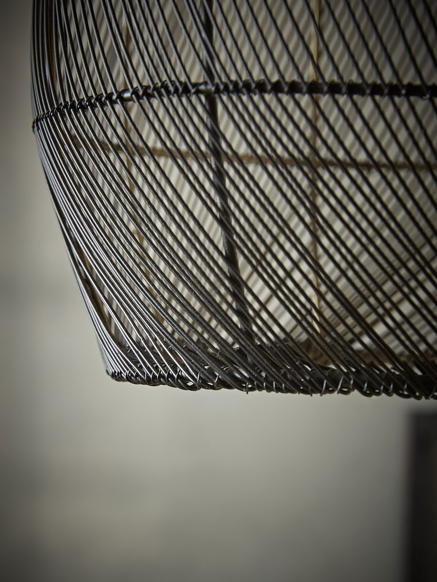 Product photograph of Black Metal Woven Pendant from Cox and Cox.