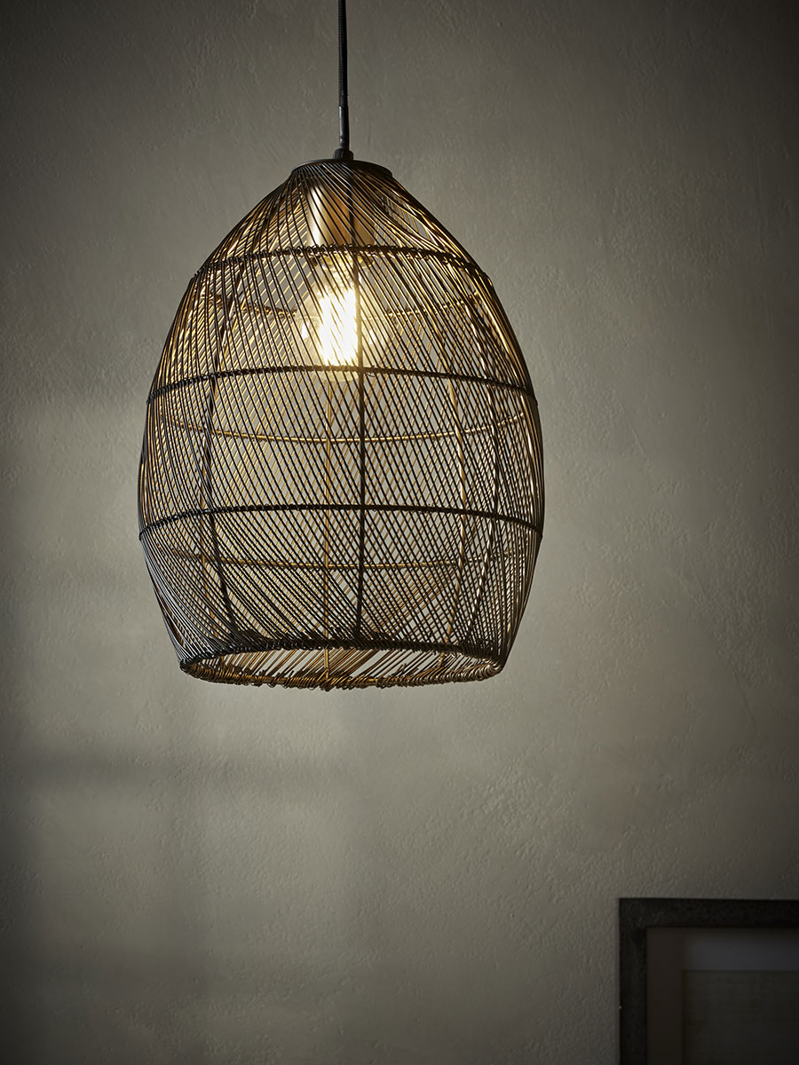 Product photograph of Black Metal Woven Pendant from Cox and Cox.