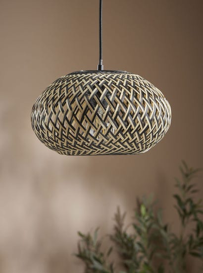 Black & Natural Woven Pendant - Small