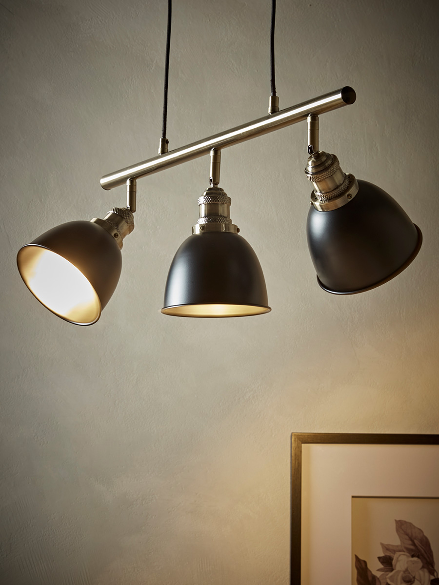 Product photograph of Black Brass Dome Triple Pendant from Cox and Cox.