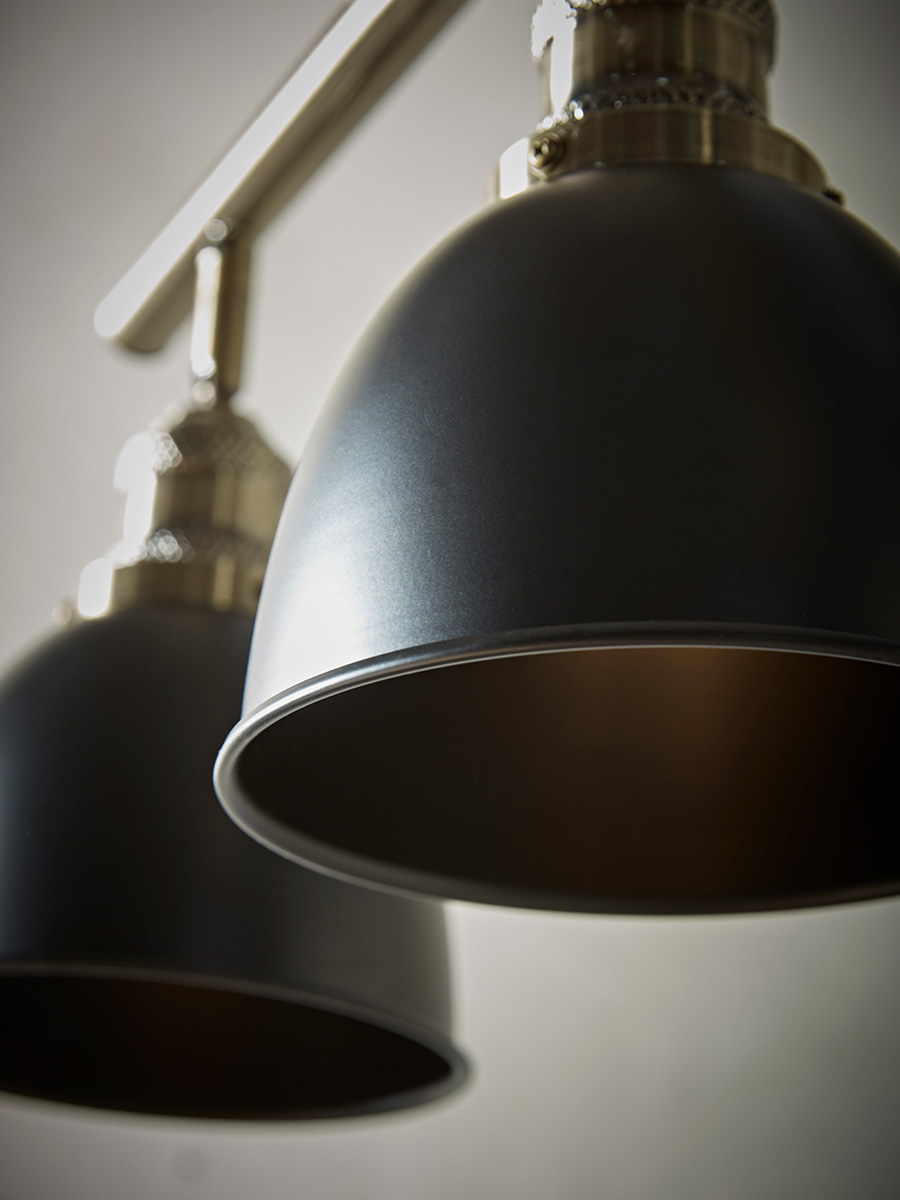 Product photograph of Black Brass Dome Triple Pendant from Cox and Cox.