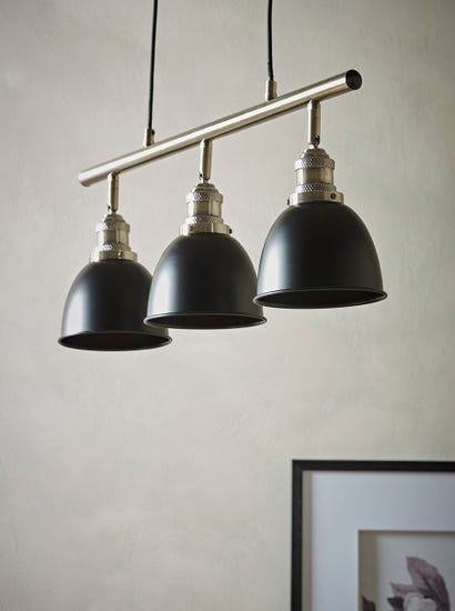 Black & Brass Dome Triple Pendant